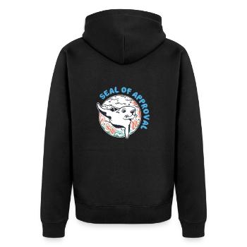 Sceau d’approbation drôle - Veste à capuche bio Premium Unisexe - noir - Dos - Nico (187cm)