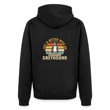 Italienischer Windspiel Windhund Hunde - Unisex Premium Bio Zip Hoodie - Schwarz - Hinten - Nico (187cm)