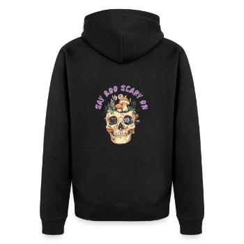 Say Boo Scary On Funny Halloween - Unisex Premium Organic Zip Hoodie - black - Back - Nico (187cm)
