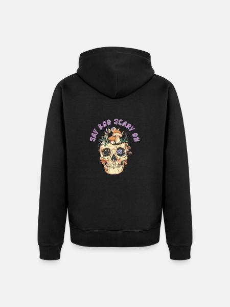 Dites Boo effrayant à Halloween - Veste à capuche bio Premium Unisexe - noir