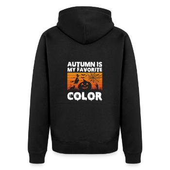 Halloween Männer Frauen Kinder - Unisex Premium Bio Zip Hoodie - Schwarz - Hinten - Nico (187cm)