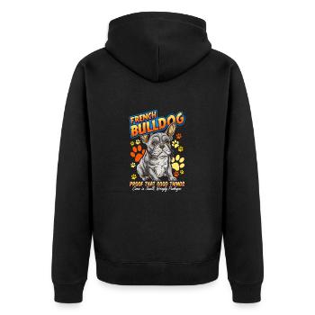 Französische Bulldogge Frenchie French Bulldog - Veste à capuche bio Premium Unisexe - noir - Dos - Nico (187cm)