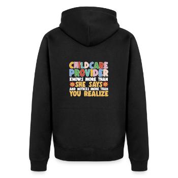 Éducateur d’enseignants en garderie - Veste à capuche bio Premium Unisexe - noir - Dos - Nico (187cm)