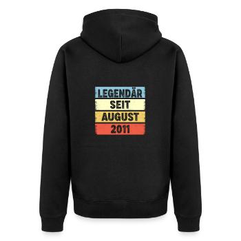 12. Geburtstag 12 Jahre Legendär Seit August 2011 - Unisex Premium Bio Zip Hoodie - Schwarz - Hinten - Nico (187cm)