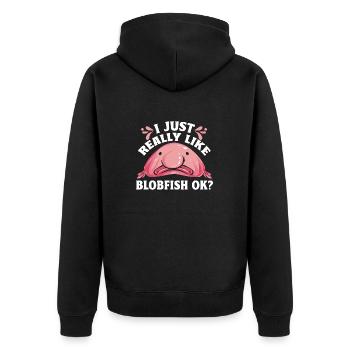Blob fish - Unisex Premium Organic Zip Hoodie - black - Back - Nico (187cm)