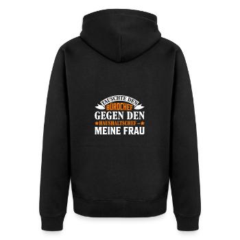Tausche Bürochef Gegen Haushaltschef: Meine Frau - Unisex Premium Bio Zip Hoodie - Schwarz - Hinten - Nico (187cm)