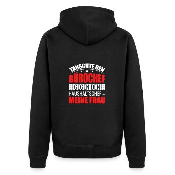 Chef ist jetzt meine Frau für Rentner im Ruhestand - Unisex Premium Bio Zip Hoodie - Schwarz - Hinten - Nico (187cm)