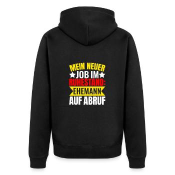 Witzige Sprüche Ehemann Auf Abruf - Unisex Premium Bio Zip Hoodie - Schwarz - Hinten - Nico (187cm)