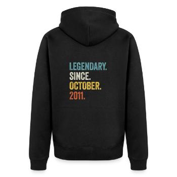 12e anniversaire 12 ans légendaires depuis octobre - Veste à capuche bio Premium Unisexe - noir - Dos - Nico (187cm)