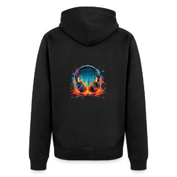 Headset - Unisex Premium Bio Zip Hoodie - Schwarz - Hinten - Nico (187cm)