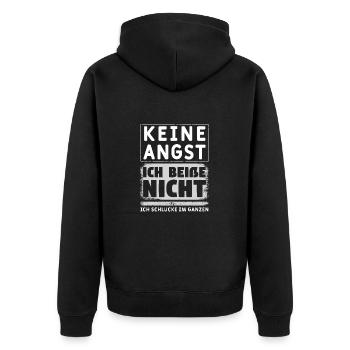 Ich beiße nicht, ich schlucke im Ganzen - Unisex Premium Bio Zip Hoodie - Schwarz - Hinten - Nico (187cm)