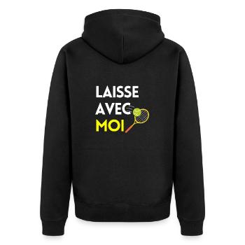 Laisse avec moi- Idee de cadeau pour fan de tennis - Veste à capuche bio Premium Unisexe - noir - Dos - Nico (187cm)