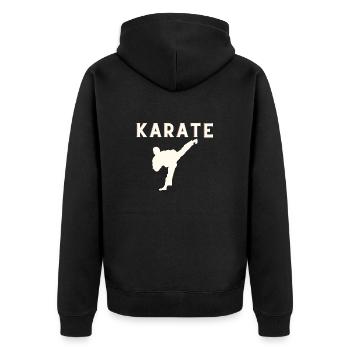 Karate - Unisex Premium Bio Zip Hoodie - Schwarz - Hinten - Nico (187cm)