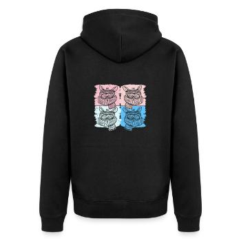 Frieren - Owl Froze Retro - Unisex Premium Bio Zip Hoodie - Schwarz - Hinten - Nico (187cm)
