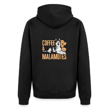 Alaskan Malamute Hund - Unisex Premium Bio Zip Hoodie - Schwarz - Hinten - Nico (187cm)