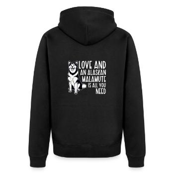 Alaskan Malamute Hund - Unisex Premium Bio Zip Hoodie - Schwarz - Hinten - Nico (187cm)
