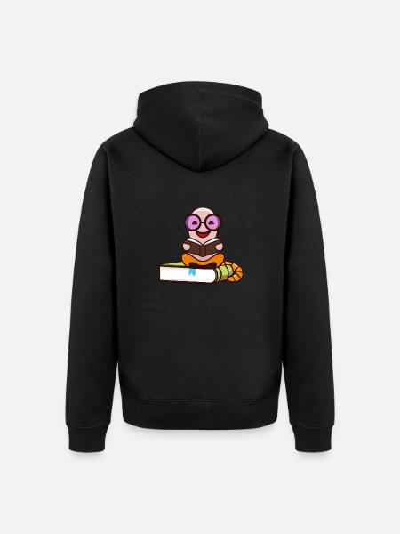 Nerd Bücherwurm liest Bücher - Unisex Premium Bio Zip Hoodie - Schwarz