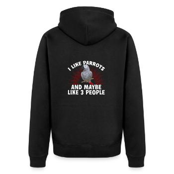 Graupapagei African Grey Parrot Papagei - Unisex Premium Organic Zip Hoodie - black - Back - Nico (187cm)