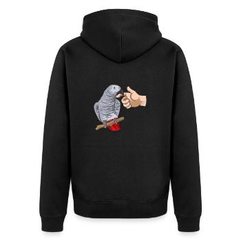 Graupapagei African Grey Parrot Papagei - Unisex Premium Bio Zip Hoodie - Schwarz - Hinten - Nico (187cm)