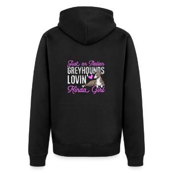 Italian Greyhound Greyhound Dogs - Unisex Premium Organic Zip Hoodie - black - Back - Nico (187cm)