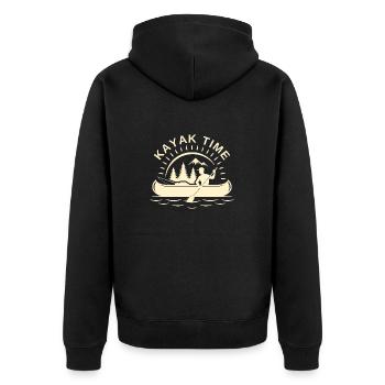 Kajak Liebe Kanu Retro - Unisex Premium Bio Zip Hoodie - Schwarz - Hinten - Nico (187cm)
