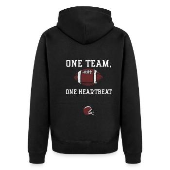 One team, one heartbeat - Football - Unisex Premium Organic Zip Hoodie - black - Back - Nico (187cm)