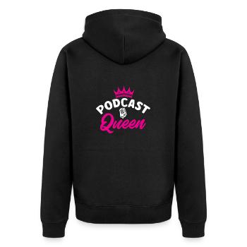 Podcaster Podcast - Unisex Premium Bio Zip Hoodie - Schwarz - Hinten - Nico (187cm)