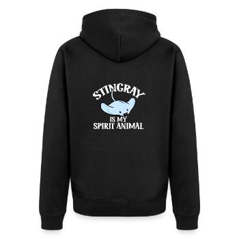 Stachelrochen Mantarochen Ozean Rochen - Unisex Premium Bio Zip Hoodie - Schwarz - Hinten - Nico (187cm)