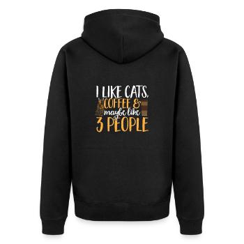 Schildpatt Katze Tortoiseshell Cat Tortie - Unisex Premium Bio Zip Hoodie - Schwarz - Hinten - Nico (187cm)
