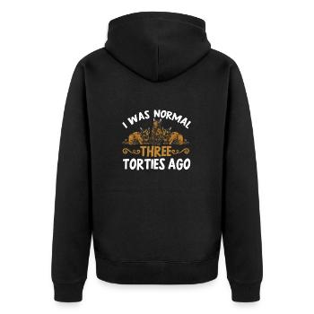 Schildpatt Katze Tortoiseshell Cat Tortie - Unisex Premium Bio Zip Hoodie - Schwarz - Hinten - Nico (187cm)