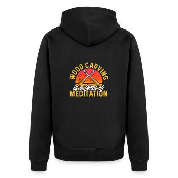 Holzbearbeitung Schnitzerei Schreiner - Unisex Premium Bio Zip Hoodie - Schwarz - Hinten - Nico (187cm)