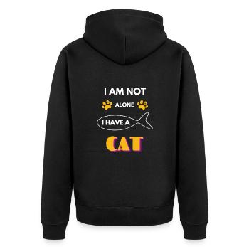 I am not alone. I have a cat is one of the best no - Unisex Premium Organic Zip Hoodie - black - Back - Nico (187cm)