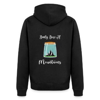 Bergwandern servus alpin Bergsteiger Berge - Unisex Premium Bio Zip Hoodie - Schwarz - Hinten - Nico (187cm)