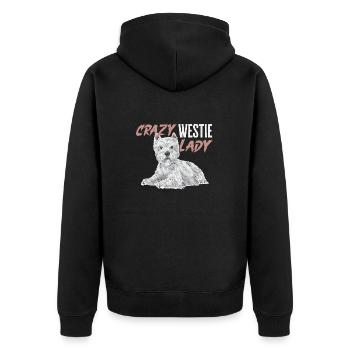 West Highland White Terrier Westie - Unisex Premium Bio Zip Hoodie - Schwarz - Hinten - Nico (187cm)