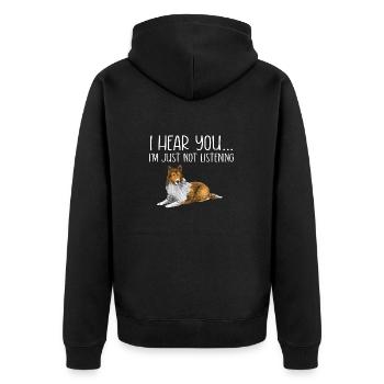 Langhaarcollie Rough Collie Hund - Unisex Premium Bio Zip Hoodie - Schwarz - Hinten - Nico (187cm)