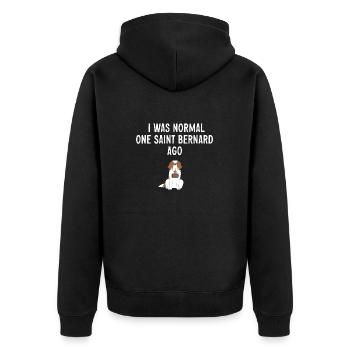 Bernhardiner St. Bernhardshund Hund - Unisex Premium Bio Zip Hoodie - Schwarz - Hinten - Nico (187cm)