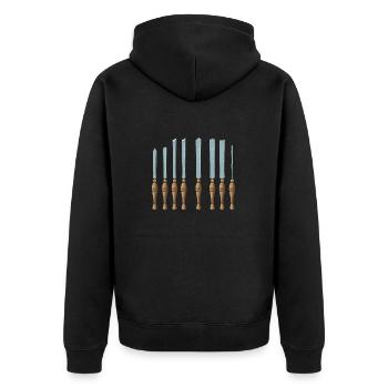 Turning Wood Lathe Lathe - Unisex Premium Organic Zip Hoodie - black - Back - Nico (187cm)