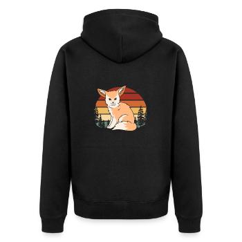 Fennek Fuchs Fennec Fox Wüstenfuchs - Unisex Premium Bio Zip Hoodie - Schwarz - Hinten - Nico (187cm)