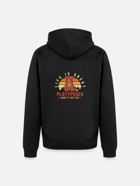 Platypus Schnabeltier - Unisex Premium Organic Zip Hoodie - black