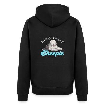 Vieux chien de berger anglais Sheepie Bobtail - Veste à capuche bio Premium Unisexe - noir - Dos - Nico (187cm)
