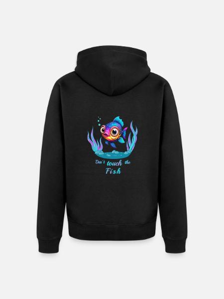 Don't touch the fish! - Unisex Premium Organic Zip Hoodie - black