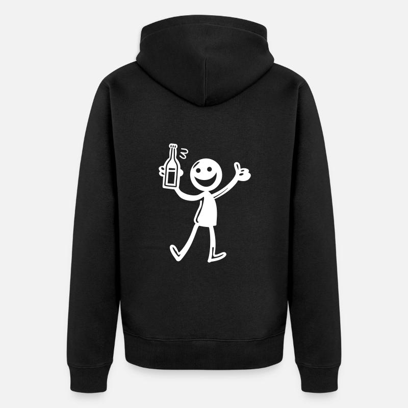 Drinking Comic Illustration Beer - Unisex Premium Organic Zip Hoodie - black