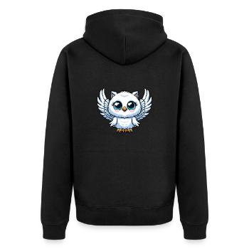 Süße Schneeeule blaue Augen Engel Cartoon - Unisex Premium Bio Zip Hoodie - Schwarz - Hinten - Nico (187cm)