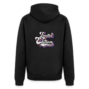 Limited Edition retro vintage design - Unisex Premium Organic Zip Hoodie - black - Back - Nico (187cm)