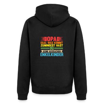 Großvater Enkelkinder Opa - Unisex Premium Bio Zip Hoodie - Schwarz - Hinten - Nico (187cm)