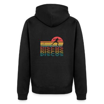 Diskus Athlete Vintage Retro Discus Werfer - Unisex Premium Bio Zip Hoodie - Schwarz - Hinten - Nico (187cm)