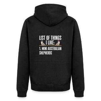 Miniature Australian Shepherd - Unisex Premium Bio Zip Hoodie - Schwarz - Hinten - Nico (187cm)