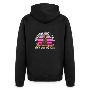 Schildpatt Katze Tortoiseshell Cat Tortie - Unisex Premium Bio Zip Hoodie - Schwarz - Hinten - Nico (187cm)