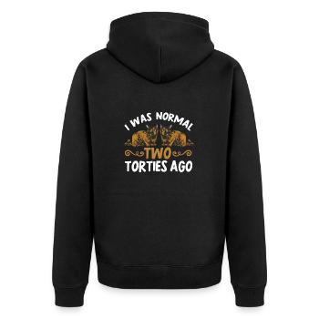 Schildpatt Katze Tortoiseshell Cat Tortie - Unisex Premium Bio Zip Hoodie - Schwarz - Hinten - Nico (187cm)