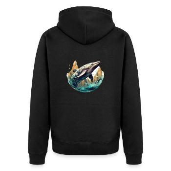 Whale - stylish, modern, abstract - whale art - Unisex Premium Organic Zip Hoodie - black - Back - Nico (187cm)